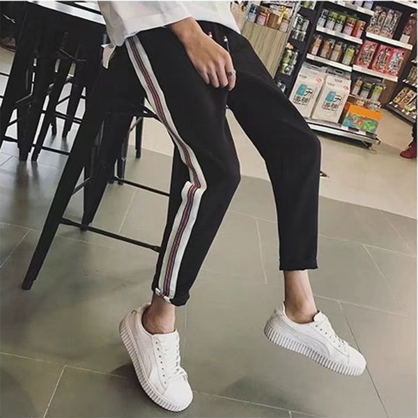 

casual running exercise pants dance female side lines sweatpants sports women trousers fitness loose harem pants, Black;white