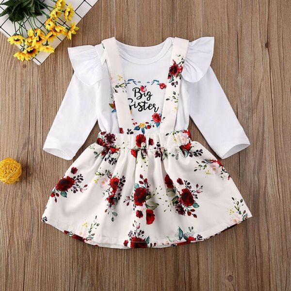 

US Stock Infant Big Sister Baby Girl Kid Romper Tops Strap Dress Outfits Clothes