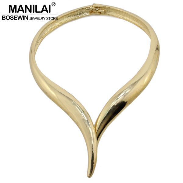 

manilai snake design bib choker necklace women big torques alloy collar statement necklaces maxi chokers female brand jewelry, Golden;silver