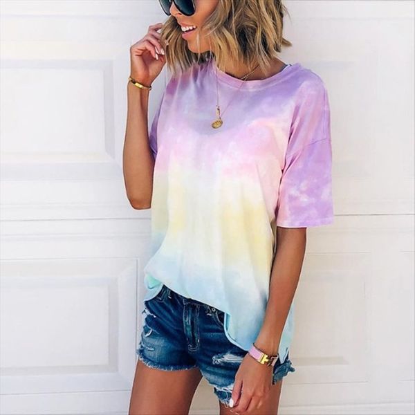 

2020 tie-dyed gradient rainbow t-shirt new multicolor 2020 tie-dyed gradient rainbow t-shirt new multicolor, White