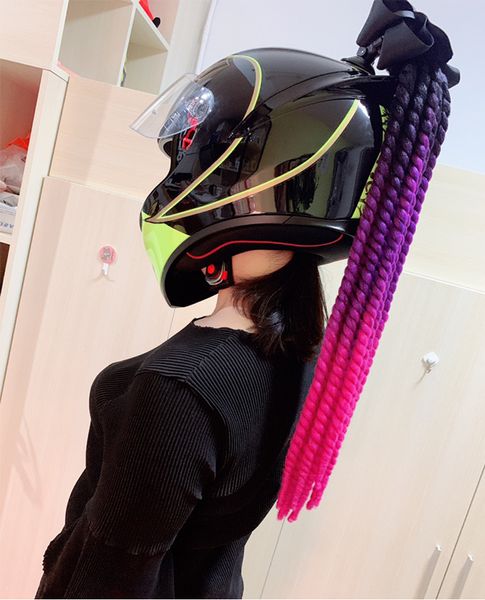 

2019new 70cm motorcycle helmet dreadlocks women helmet dreadlocks ponytail braid motocross bicycle punk hair decoration