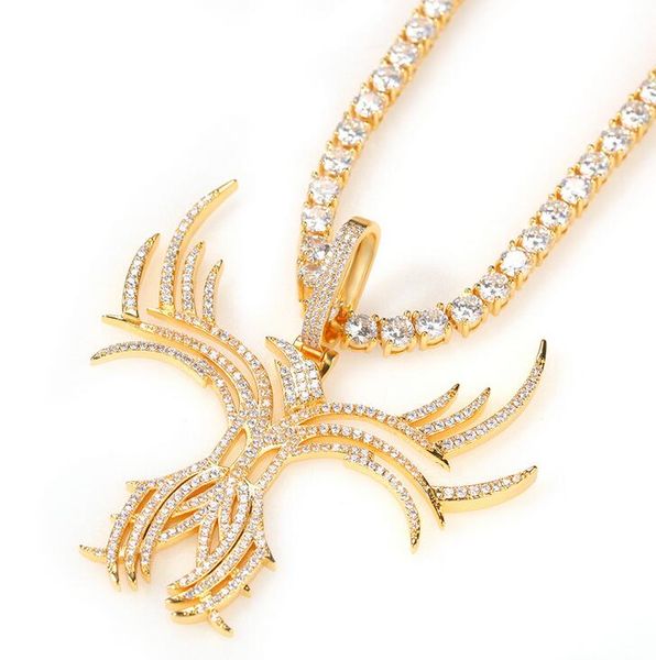 

hip hop zircon skeleton butterfly pendant necklaces for men women luxury necklace jewelry gold plated copper zircons chain, Silver
