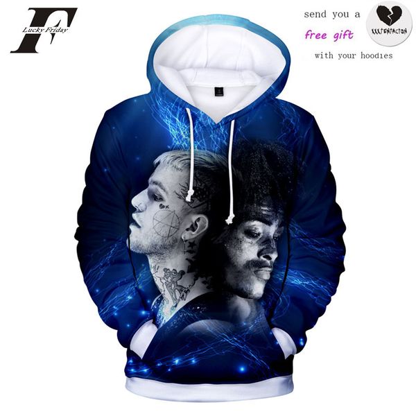 

2018 xxxtentacion and lil peep 3d print hoodies sweatshirts harajuku women/men long sleeve streetwear hit hop clothes 4xl, Black