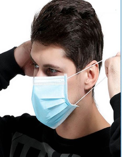 

disposable face mask 3 layer ear-loop dust mouth masks cover 3-ply non-woven disposable dust mask soft breathable outdoor part adults