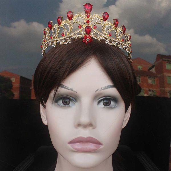 

vintage baroque crystal rhinestone tiara and crown queen princess diadem hair jewelry wedding bride hair ornaments for women bh, Golden;white