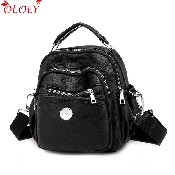 

women leather backpacks 2020 multifunction mochila feminina school bags for girls solid travel bagpack rucksack for girls female