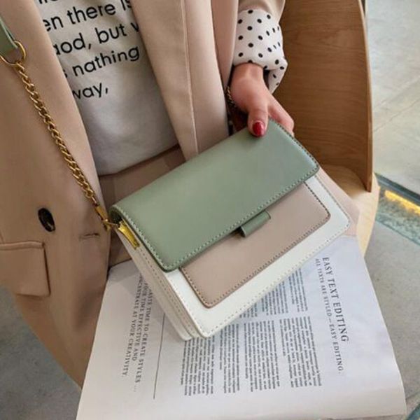 

contrast color leather crossbody bags for women 2019 travel handbag fashion simple shoulder messenger bag ladies cross body bag