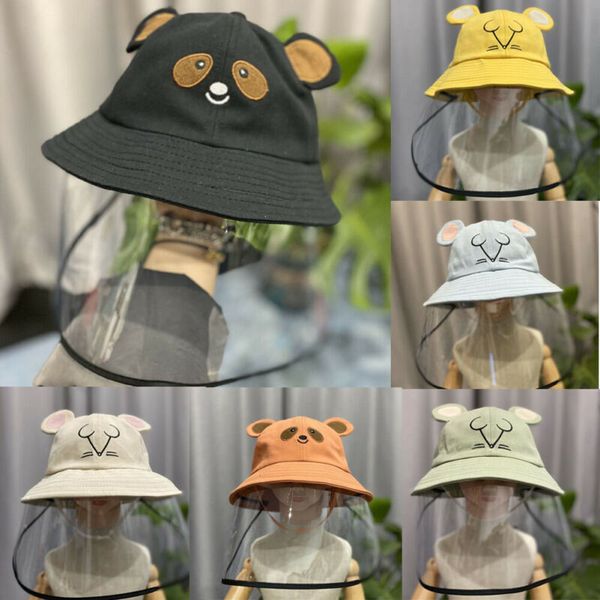 

3-10t kids anti-spitting face eyes protective hat dustproof cover cap transparent shield screen mask cute cartoon fishing hat, Blue;gray