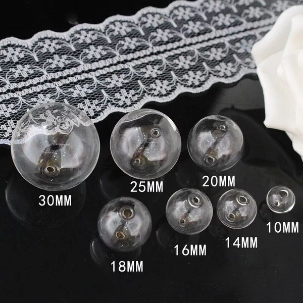 

200pcs 6/8/10/12/14/16/18/20/22/25/30mm glass ball with double hole round bubble vial glass globe orbs jewelry findings beads