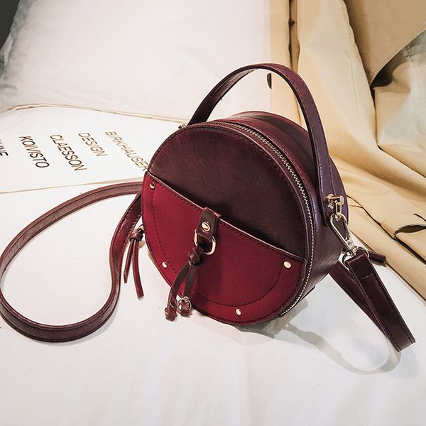 

ladies round crossbody bag pu solid color adjustable strap shoulder hand bag for dating new