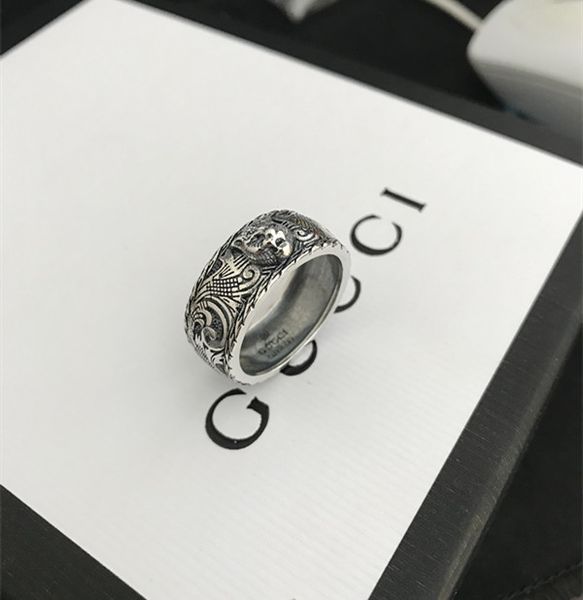 

Vintage 925 terling ilver gg ring 3d black tiger head unique animal ring for man women biker punk jewelry brand lover gift luxury
