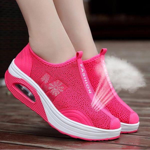 

Wedge Sneakers Women Thick Bottom Summer Swing Shoes Breathable Rocking Shoes Soft Height Increasing Jumping Shoes, Black