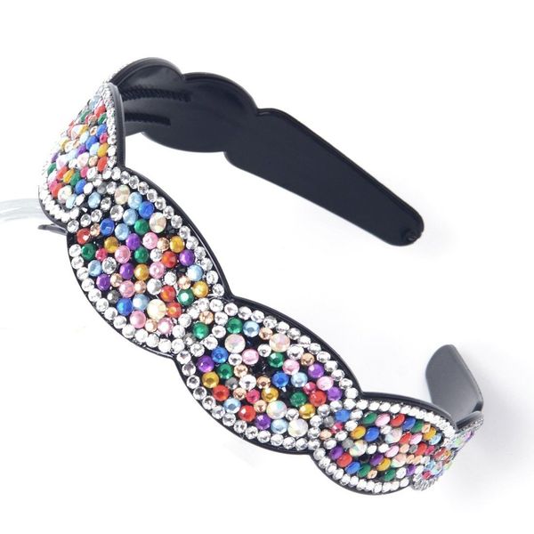 

lady alice band headband colorful rhinestone crystal leaf plastic hair accessory au98, Black;brown