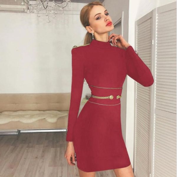 

bandage dresses 2019 spring summer fashion bodycon elegant o neck vestido evening party clothes women dress, Black;gray