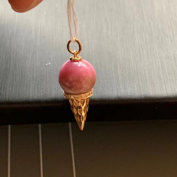 

j010412 изысканные ювелирные изделия 18k золото au750 100% натуральный розовый сугилит драгоценных камней подвески для женщин ожерелье, Silver