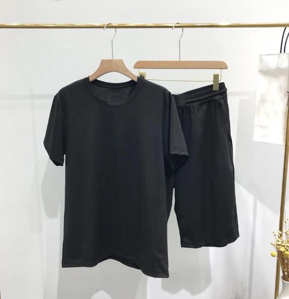 

summer 2020 men's clothing set quick-dry sports casual running short-sleeved shorts two piece suit, Gray