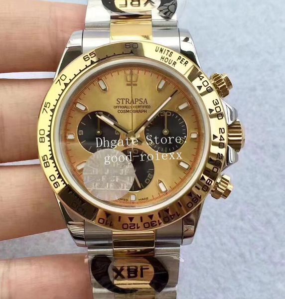 

luxury customized mens automatic watch men eta 7750 chronograph men's satch gold watches sport 116508 jf valjoux 116505 wristwatches, Slivery;brown