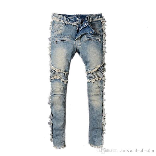 

balmain new fashion jeans mens simple summer motorcycle biker lightweight jeans casual solid classic straight women men jeans, Blue