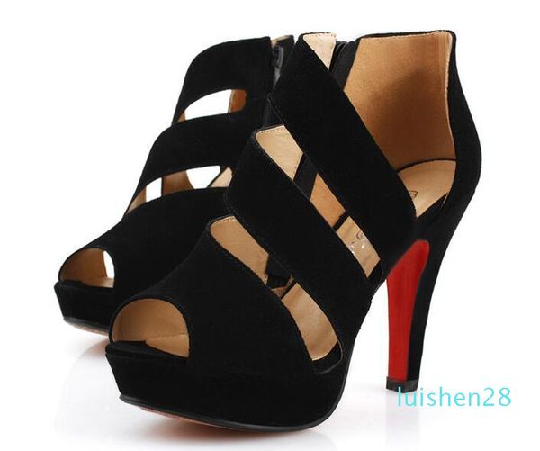 

2018 women summer gladiator high heels peep toe casual shoes woman waterproof platform sandals l28, Black