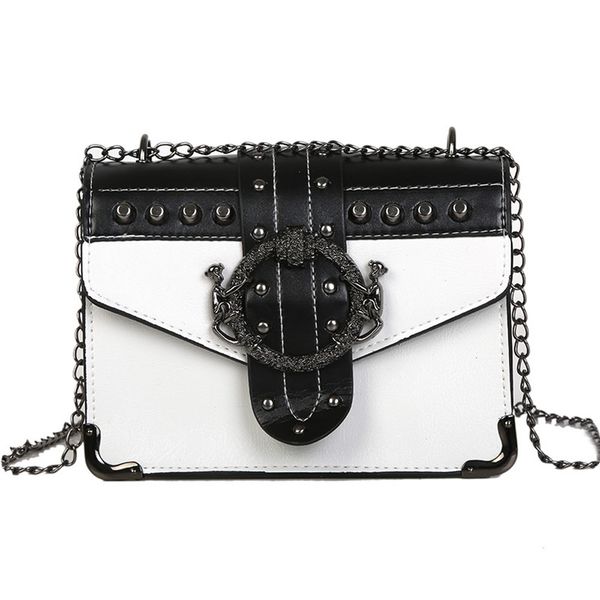 

women korean punk rivet bag ladies pu crossbody girl fashion shoulder bag small chain messenger bags square package
