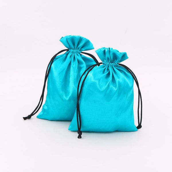 

10pcs 8 * 10/9 * 12см синий сатин мешок ювелирных изделий упаковка для макияжа свадьба подарков хранения сумки упаковочная шелковый drawstri, Pink;blue