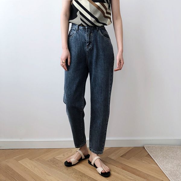 

elastic high waist harem boyfriend ladies jeans for women bodycon denim jeans, Blue