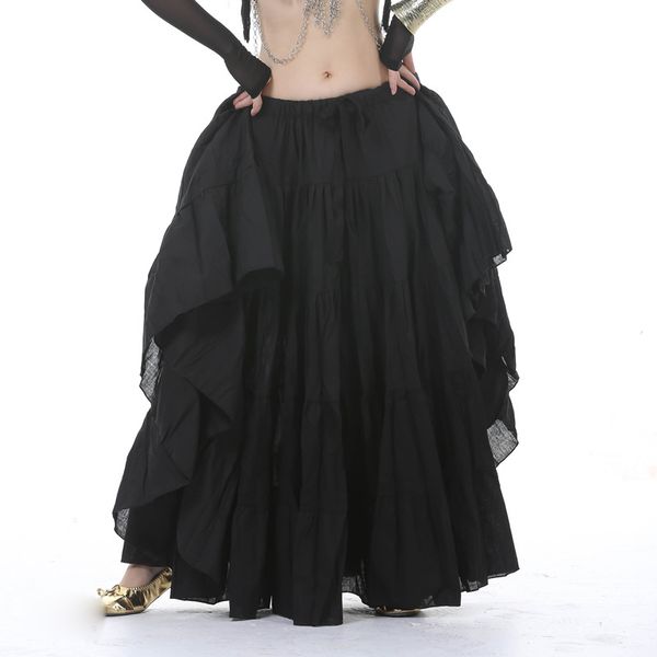 

12 colors gypsy dance performance women gypsy dance full circle linen skirt women belly tribal skirts, Black;red