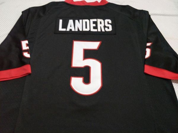 

men uga bulldogs matt landers #5 real full embroidery college jersey size s-4xl or custom any name or number jersey, Black;red