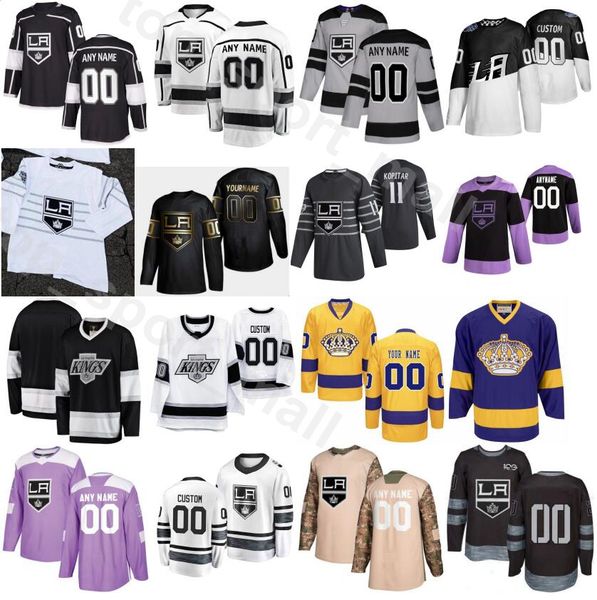 

пользовательское имя los angeles king hockey 19 alex iafallo трикотажные поединки рака golden edition, 73 tyler toffoli 23 дастин браун 9 ад, Black;red