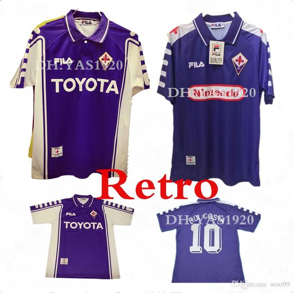 

1998 1999 retro fiorentina soccer jerseys 9 batistuta 10 rui costa custom vintage 1999 2000 florence home football shirt camisas de futebol, Black;yellow