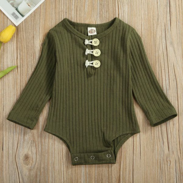 

bodysuit toddler newborn baby girl boy fall solid round neck buttons long sleeve jumpsuit one-pieces clothes clothing, Blue