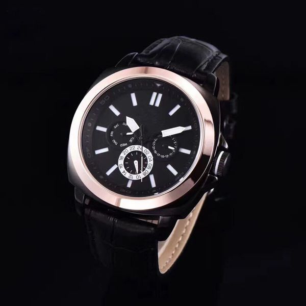 

high-end fashion luxury stainless steel shi ying men's leather watches japanese movement watches rose gold watches waterproof brand men, Slivery;brown