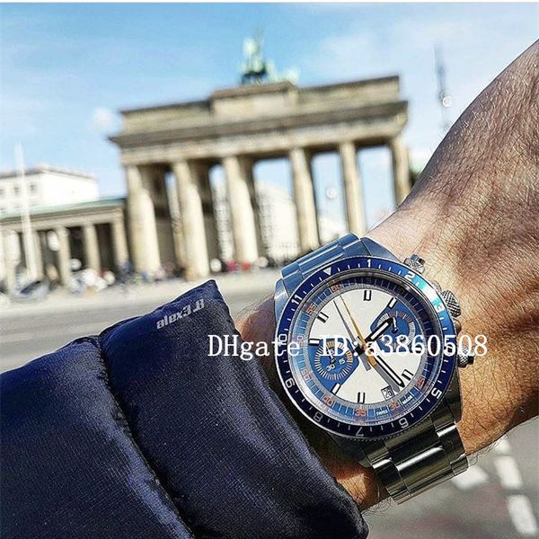 

Chrono Синего Luxury 43ммы Высокого качества японских VK Кварц Master Часы для мужчин из нержавеющей стали пояса Спорт VK хронографирование часов мужских часов