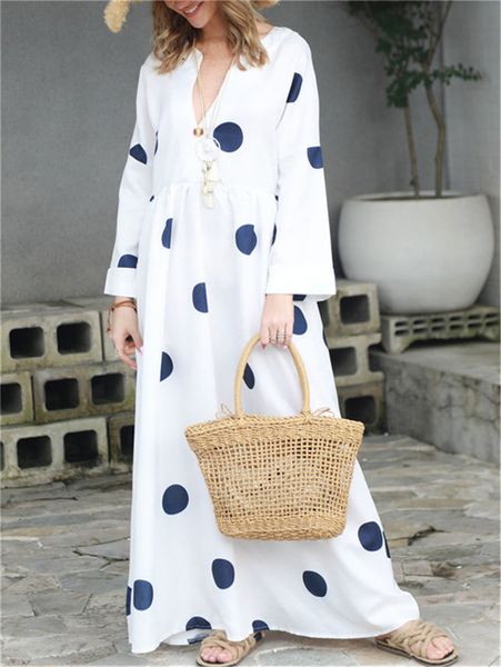 

womens polka dot dress women v neck long sleeve patchwork dress designer female contrast color dresses, Black;gray