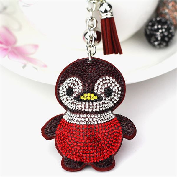 

silver & rhinestone charms penguin keychain fashion for car key ring accessories wholesale crystal key chain