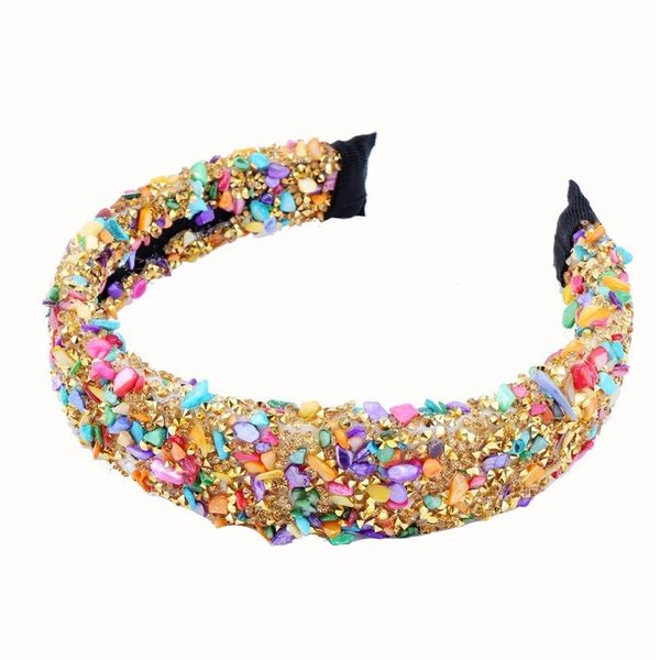 

personalized natural crystal stone headbands colorful stud rhinestone thick women headband party hairband crown hair accessories, Silver