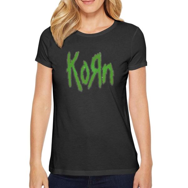 

fashion womens band korn metal american black round neck t shirt casual champion shirts korn-issue-logo clipart rice corn doll logo on, White