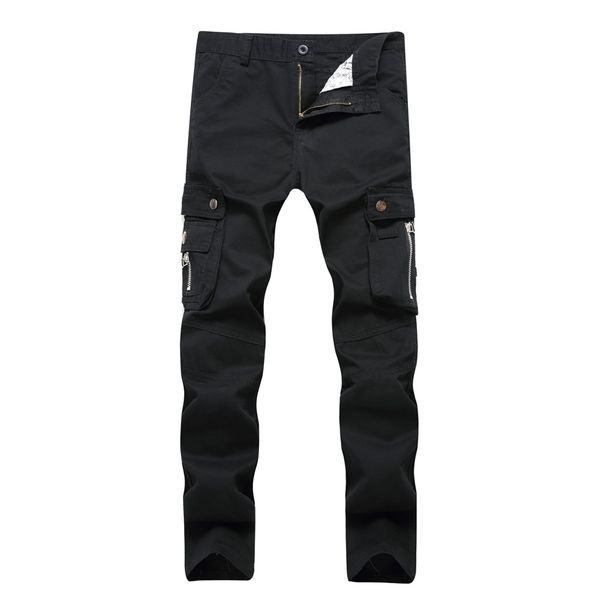 

dropshipping men's cargo pants style tactical pants army combat trousers male casual cotton multi pockets casual p, Black