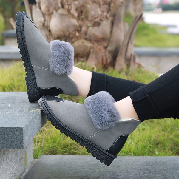 

snow boots women winter flat shoes female sequined cloth ankle boots warm plush ankle boot round toe antiskid zapatillas u11-69, Black