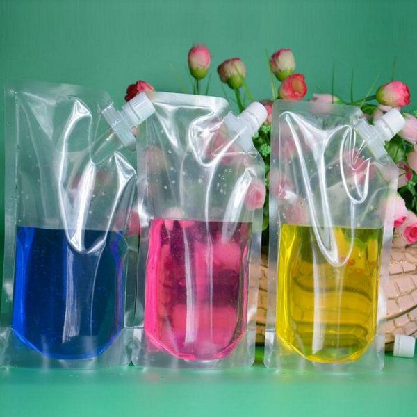 

100 durable packaging bag transparent milk drink pouch disposable liquid coffee beverage with nozzle juice stand up sealed dhl garden2010
