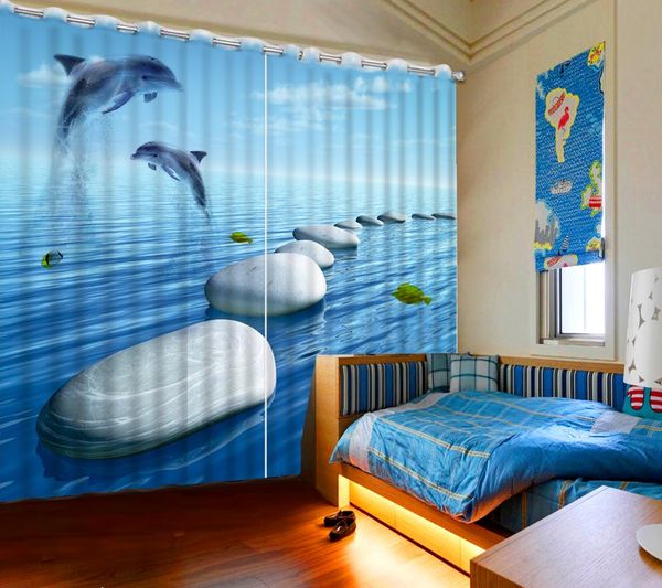 

home decoration 2019 new curtain 3d underwater world dolphin living room bedroom p curtains