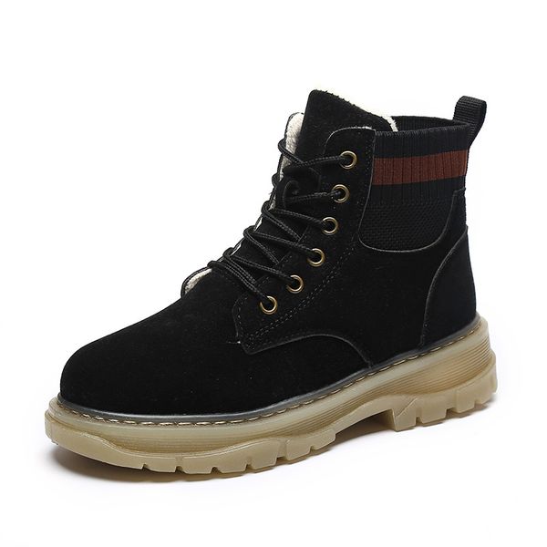 

faux suede women boots winter platform shoes fashion lace up short boots women short plush warm shoes woman cotton boot, Black