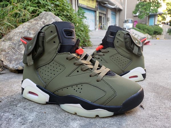 

wholesale 2019 new discount 3m brown army green vi 6 men high basketball shoes outdoor trainers size 7-13