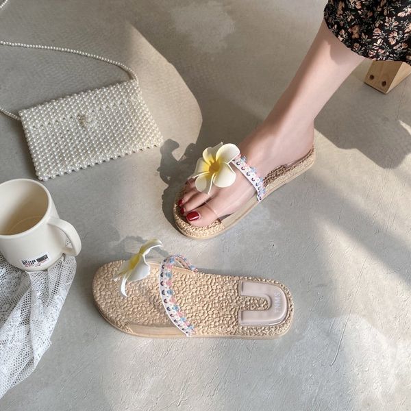 

slippers women summer transparent heel flat shoes female pantofle flower slides fashion 2020 beach soft pu rubber floral, Black