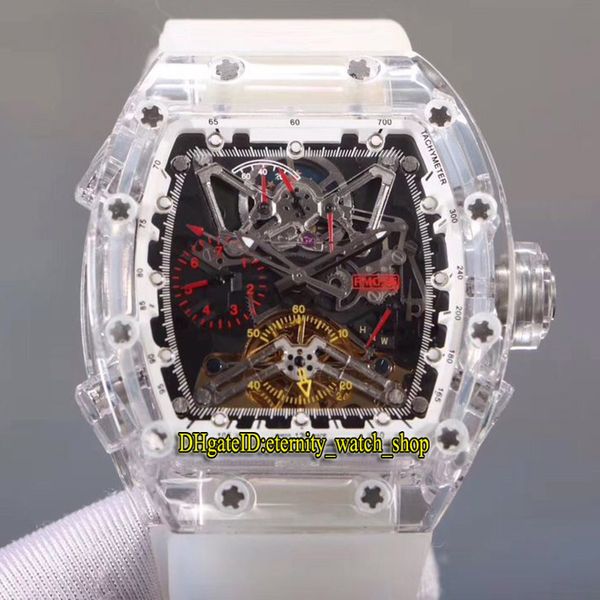 

limited edition rm 056 transparent acrylic case skeleton dial japan miyota automatic movement rm056 mens watch rubber sport designer watches, Slivery;brown