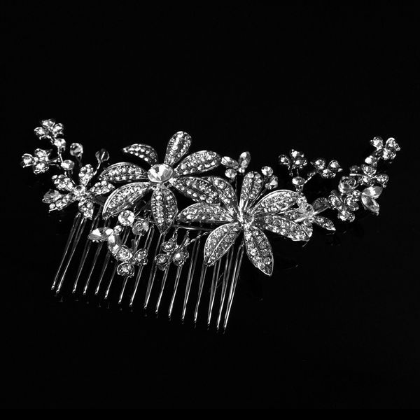

beijia new shine rhinestone bridal hair jewerly silver wedding hair comb accessories women headwear ornaments g410, Slivery;golden