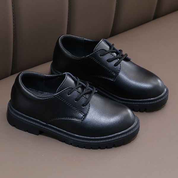 

children casual shoes black sneakers shoes of leather comfortable leisure non-slip soft bottom stq018, Black;grey