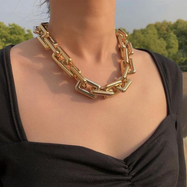 

lacteo exaggerated ccb chain choker necklace street punk cross chain clavicle hip hop necklace jewelry for men women, Golden;silver