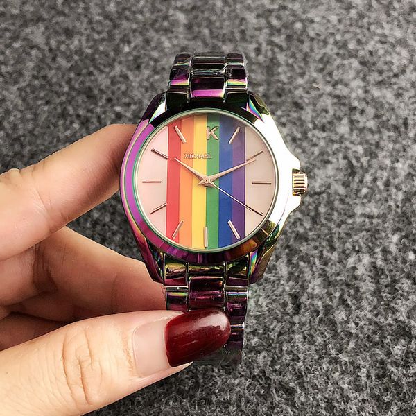 

steel quartz rainbow women girl watch m99 style metal band brand wrist watches fashion nrthn, Slivery;brown