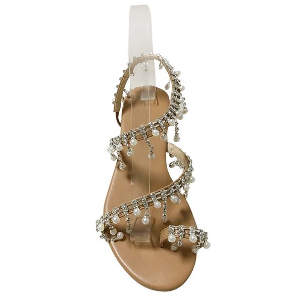 

women sandals summer shoes flat pearl sandals comfortable string bead slippers women casual, Black